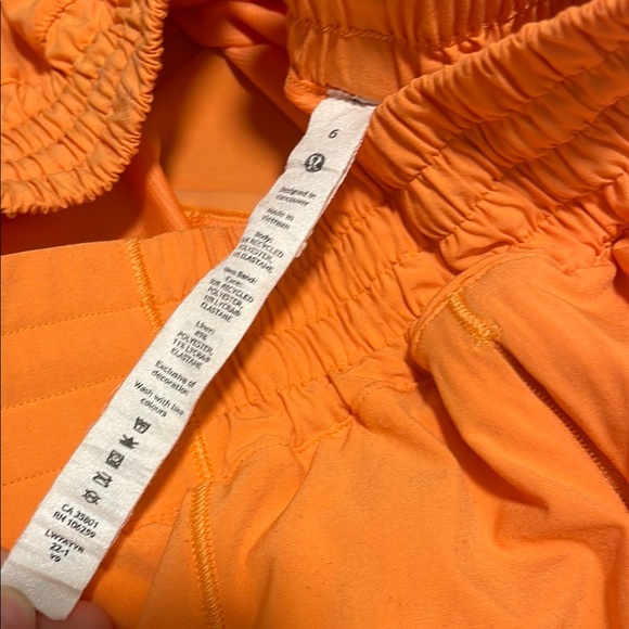 lululemon athletica Women's 2.5” Hotty Hot Orange Shorts - Picture 2 of 6